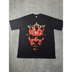 Mens Star Wars Darth Maul Black Graphic T Shirt Double Print, Size 2XL